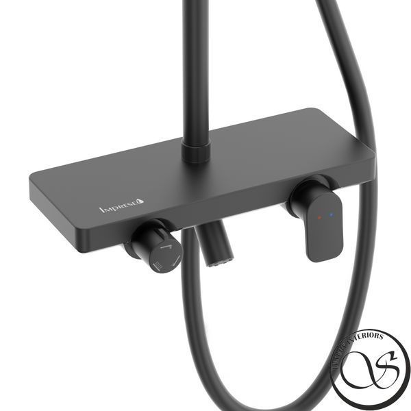Sistem de duș IMPRESE MODUS D t030B08210SQ (baterie duș, duș d250 mm, cap de duș cu 3 moduri, furtun PVC 1500 mm) negru mat t030B08210SQ foto