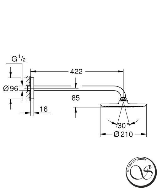 Duș deasupra cu suport Grohe Rainshower Cosmopolitan 210 (26171000) 26171000 foto