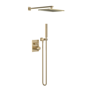 Sistem de duș IMPRESE GRAFIKY ZMK1724150481 montaj ascuns (termostat 2-F, buton de acționare cu reglare, duș 300 mm, cap de duș cu tijă, furtun din oțel inoxidabil), bronz periat ZMK1724150481 foto