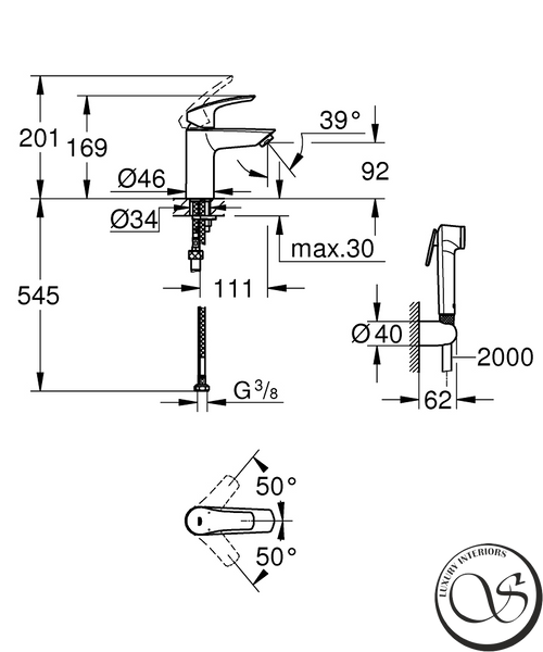 Grohe Eurosmart New Baterie de lavoar S-Size cu spray igienic, crom (23124003) 23124003 foto