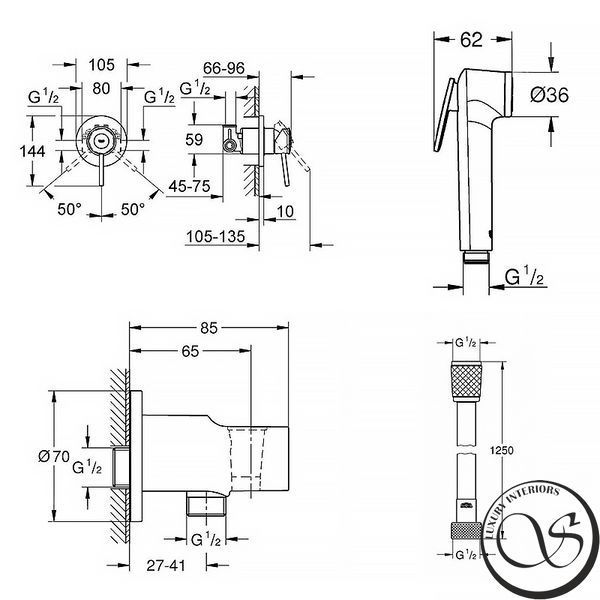 Set de instalare ascuns GROHE BAUCLASSIC UA11104802 cu cap de duș igienic UA11104802 foto