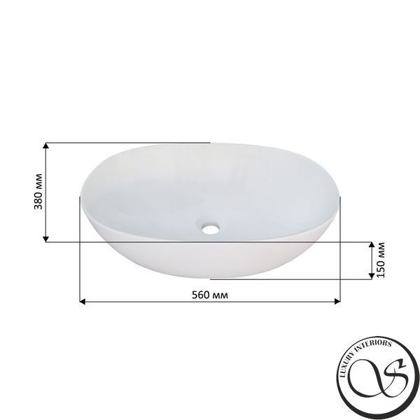 Умывальник на столешницу Белый мат Solit surface 560x380 h150 Solid-62 фото