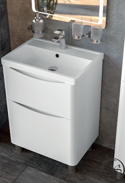 Тумба для ванной комнаты Aqua Rodos Vista 90 cm с умывальником VISTA 90 напольная белая фото