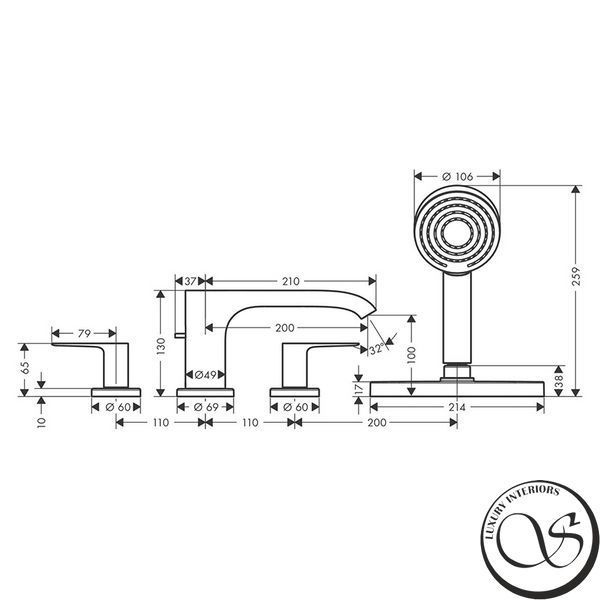 Baterie de baie Hansgrohe Vivenis (75444000) 75444000 foto