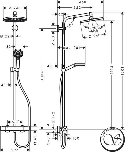 Sistem de dus Hansgrohe Crometta S 240 1jet Showerpipe (27267000) 27267000 foto