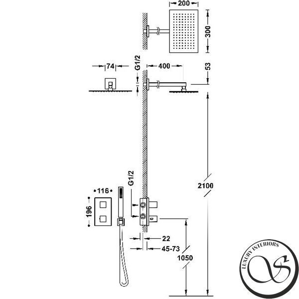 Sistem de duș Tres THERM-BOX 20225054AC cu robinet ascuns 20225054AC foto