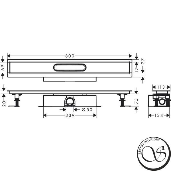 Монтажный комплект для каналов Hansgrohe 50 мм uBox universal 800 мм (56024180) 56024180 фото