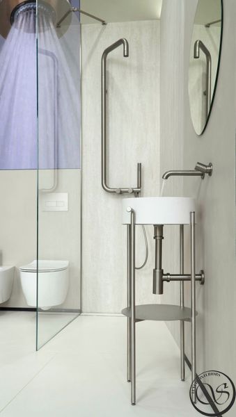 Смеситель для умывальника DEANTE SILIA HEXA BHS_F54L, скрытого монтажа, брашированная сталь BHS_F54L фото