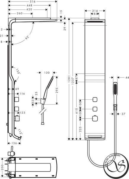 Hansgrohe Raindance Panou de duș Lift 180 2jet, alb/crom (27008400) 27008400 foto