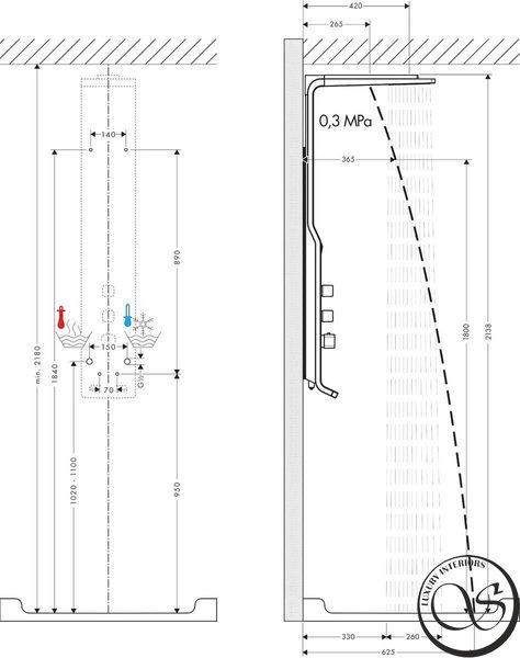 Hansgrohe Raindance Panou de duș Lift 180 2jet, alb/crom (27008400) 27008400 foto
