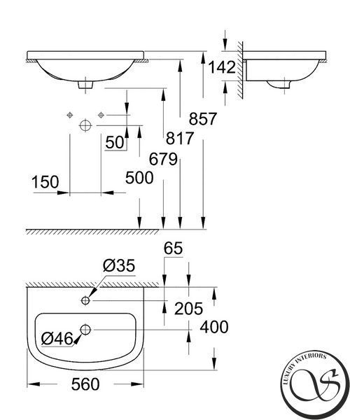 Умывальник накладной Grohe Bau Ceramic 55, белый (39422000) 39422000 фото