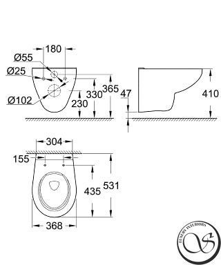 Комплект инсталляционной системы с подвесным унитазом Grohe Bau Ceramic (39586000) 39586000 фото