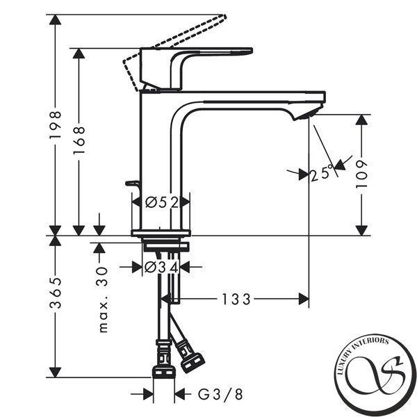 Baterie lavoar Hansgrohe Rebris E 72557670 negru mat 72557670 foto