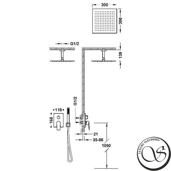 Sistem de duș ascuns PROJECT-TRES cu Rapid-box Black cu tentă bronz 21128003KMB foto