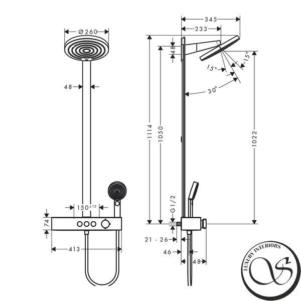 Sistem de dus Hansgrohe Pulsify Showerpipe 260 2jet 24240670 24240670 foto