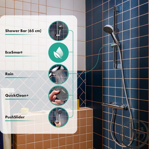 Set de duș Hansgrohe Activera S 1jet EcoSmart 28041000 cu suport cromat de 65 cm 28041000 foto