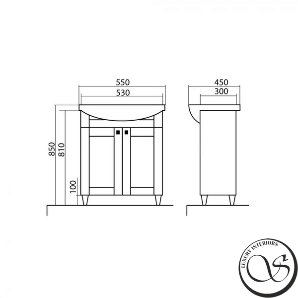 Тумба для ванной комнаты с умывальником AQUARODOS Woodmix 55 напольная 850x550x450 мм белая Woodmix 55 фото