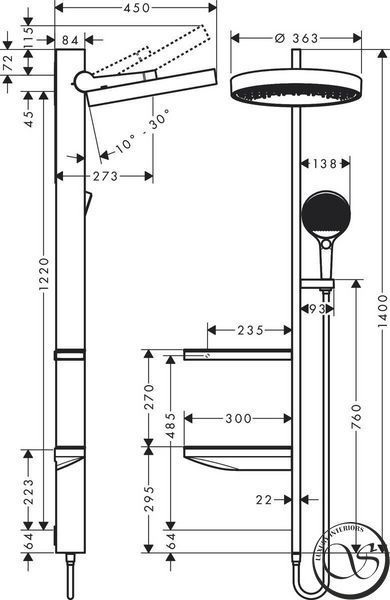 Sistem de duș ascuns Hansgrohe Rainfinity SHOWERPIPE 748878979151 foto