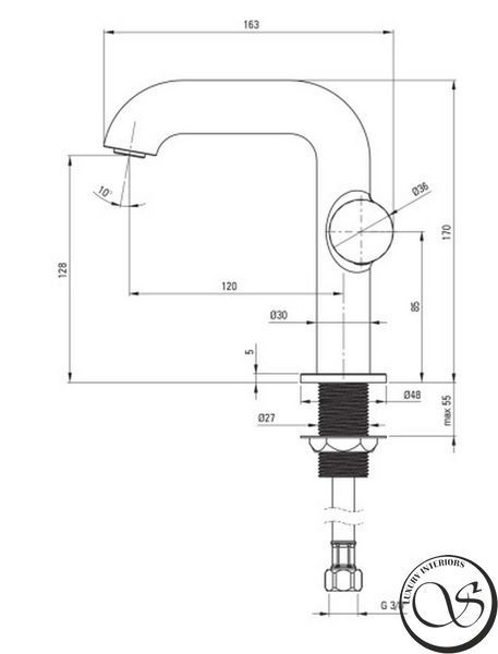 Смеситель для умывальника DEANTE SILIA HEXA BHS_F24M, с прямоугольным изливом, брашированная сталь BHS_F24M фото