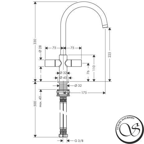 Baterie de bucătărie HANSGROHE Axor Uno2 38040000 foto