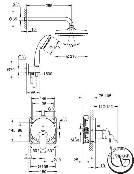 Набор для комплектации душа GROHE Eurosmart Cosmopolitan 25219001 25219001 фото