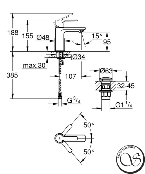 Смеситель для умывальника GROHE Lineare 23791001 однорычажный хром 23791001 фото