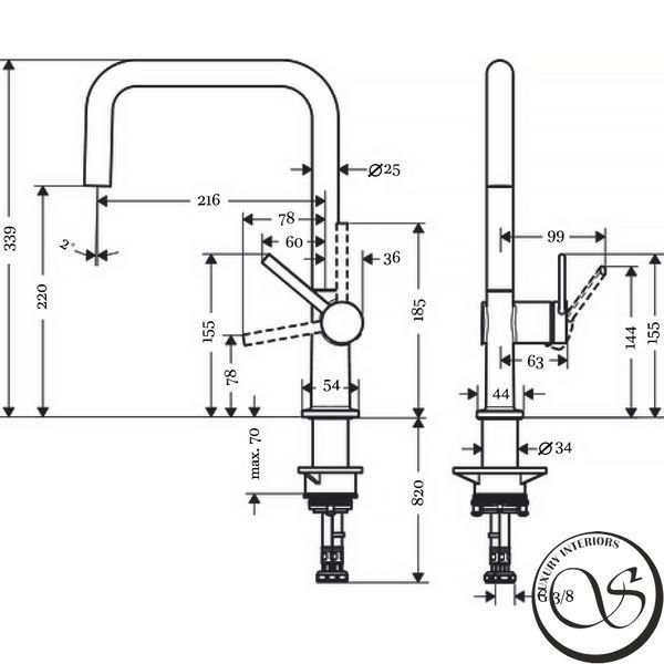 Baterie chiuvetă bucătărie Hansgrohe Talis 72844670 M54 U 220 mm, Eco, 1 jet, negru mat 72844670 foto