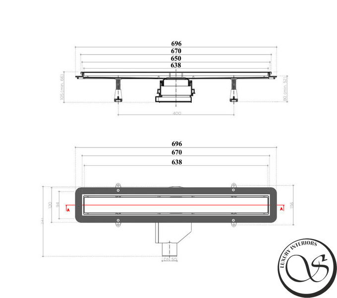 Трап для душа Pestan Confluo Compact Line 65 см (чёрный матовый) 13702524 13702524 фото
