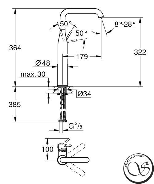 Grohe Essence Nou baterie pentru chiuvetă mărime XL, negru mat (24170KF1) 24170KF1 foto