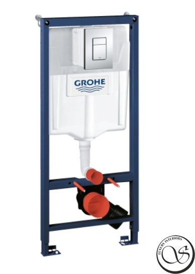 Kit de instalare: WC suspendat VLTAVA Rimless, scaun solid Slim + 38772001 Instalare RAPID SL pentru toaleta, buton cromat, fara garnitura c06809603+38772001 foto