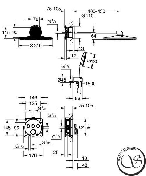 Sistem de duș GROHE Grohtherm SmartControl 34863KF0 cu termostat de duș negru 34863KF0 foto