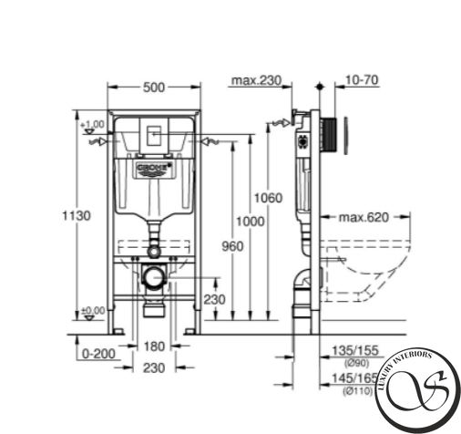 Kit de instalare: WC suspendat VLTAVA Rimless, scaun solid Slim + 38772001 Instalare RAPID SL pentru toaleta, buton cromat, fara garnitura c06809603+38772001 foto