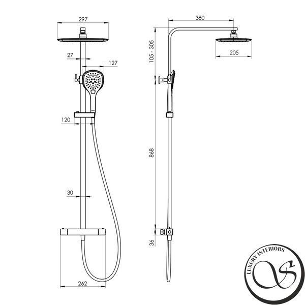 Sistem de duș Imprese CENTRUM T-15300LT cu termostat cromat T-15300LT foto