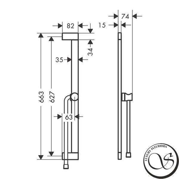 Bară de duș Hansgrohe Unica S Puro 65 cm cu furtun de 160 cm, negru mat (24402670) 24402670 foto