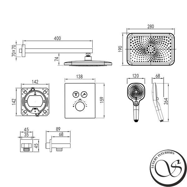 Sistem de duș IMPRESE CENTRUM EQ V-10301EQ montaj ascuns V-10301EQ foto