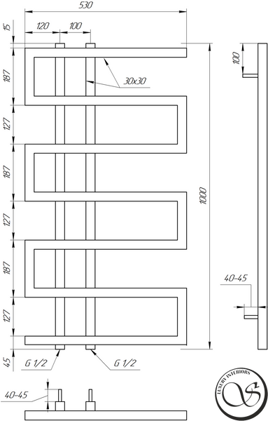 Radiator Genesis DUAL 1000x530 9005 СТ structural negru DUAL 1200x530 7016 foto