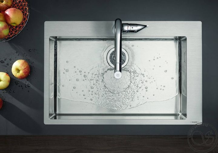 Chiuvetă de bucătărie Hansgrohe S711-F660, blat, 1x35mm, 760x500mm, oțel inoxidabil (43302800) 43302800 foto