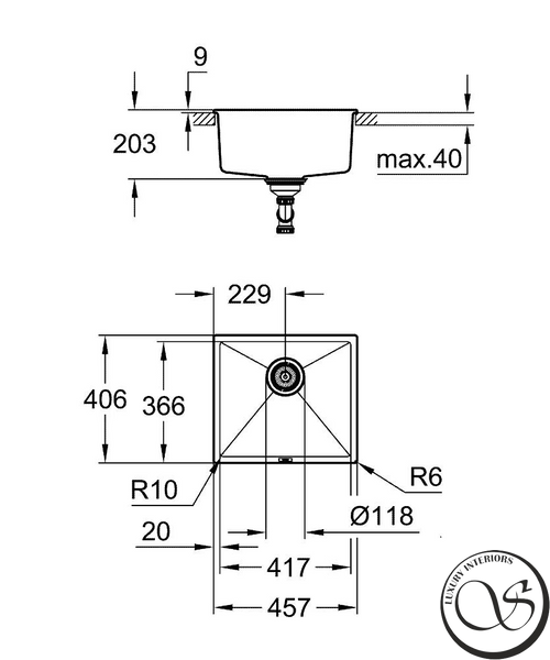 Композитная кухонная мойка GROHE K700U 31653AP0 45.7x40.6 см черная 31653AP0 фото
