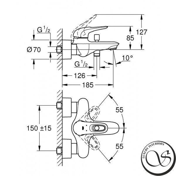 Смеситель для ванны GROHE Eurostyle хром 33591003 33591003 фото