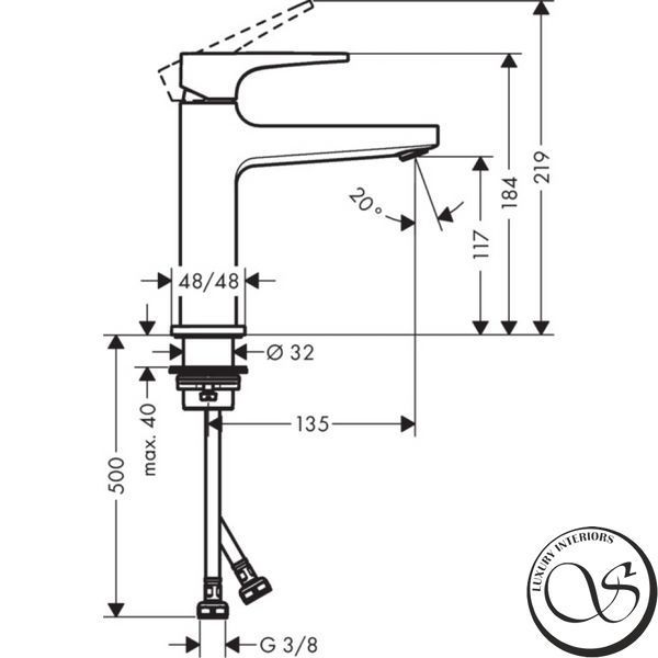 Baterie de lavoar Hansgrohe Metropol 110 (32507140) 32507140 foto