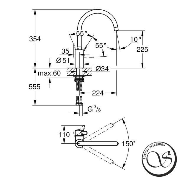 Смеситель для кухонной мойки GROHE Eurosmart Cosmopolitan 32843DC2 32843DC2 фото Смеситель для кухонной мойки GROHE Eurosmart Cosmopolitan 32843DC2 32843DC2 фото