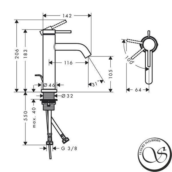 Baterie de lavoar Hansgrohe Tecturis S 110 CoolStart, alb mat (73314700) 73314700 foto