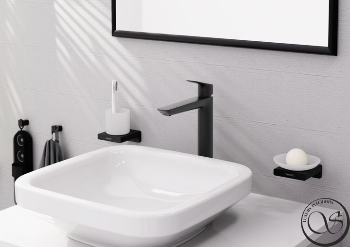 Смеситель Hansgrohe Logis Fine 240 для умывальника без донного клапана, Matt Black (71258670) 71258670 фото