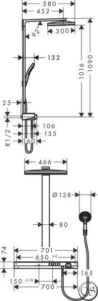 Душевая стойка, Rainmaker Select 460 2jet Showerpipe, хром/белый (27109400) 27109400 фото