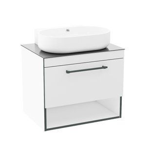 Mască de toaletă Imprese Black Edge F32117W cu lavoar, albă f32117W foto