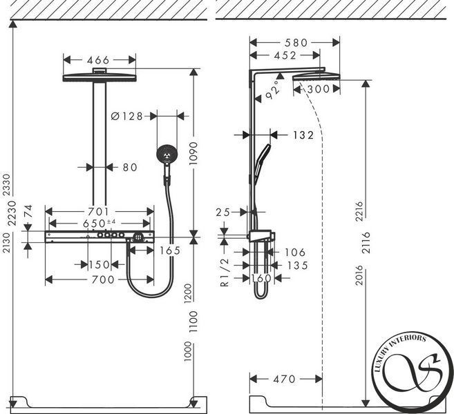 Душевая стойка, Rainmaker Select 460 2jet Showerpipe, хром/белый (27109400) 27109400 фото