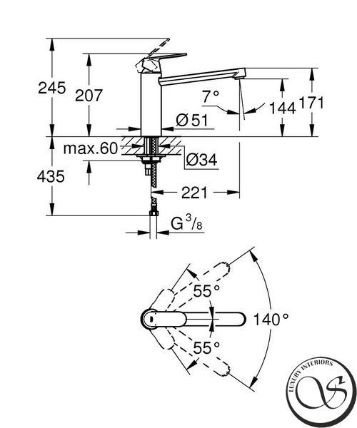 Baterie chiuveta de bucatarie GROHE Eurosmart Cosmopolitan 30193000 foto