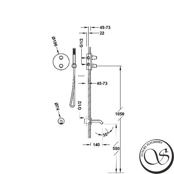 Set de instalare ascuns Tres THERM-BOX 28125006 pentru cada crom 28125006 foto
