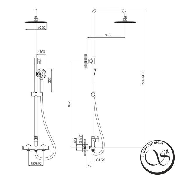 Sistem de dus IMPRESE CENTRUM T-15420 cu termostat cromat T-15420 foto