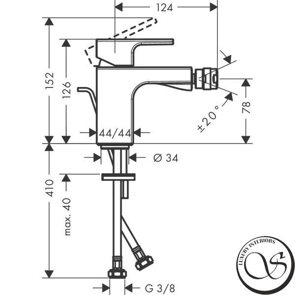 Смеситель для биде Hansgrohe Vernis Shape 71211000 со сливным гарнитуром хром 71201000 фото